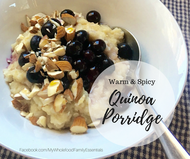 Warm and spicy coconut quinoa porridge with essential oils - www.mywholefoodfamily.com