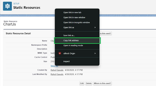 Copy static resource URL