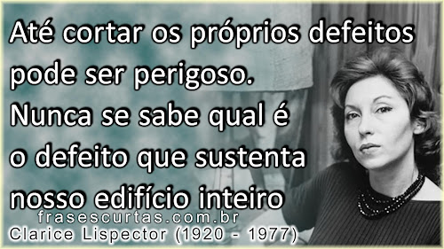 Até cortar os próprios defeitos pode ser perigoso. Nunca se sabe qual é o defeito que sustenta nosso edifício inteiro