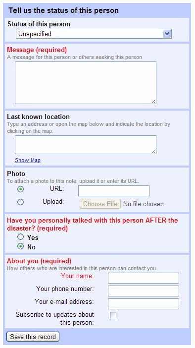 Google person finder tool for Yolanda