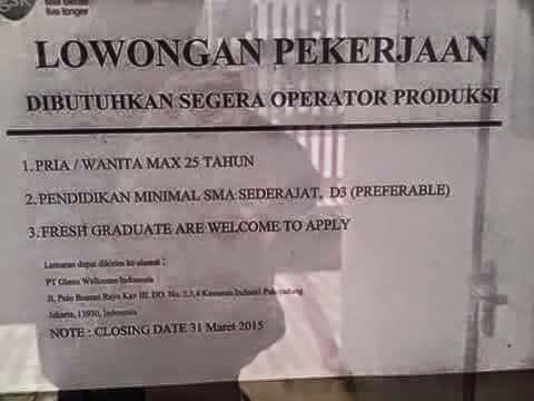 Lowongan Kerja PT. Glaxo Welcome Indonesia Bulan Maret 2015