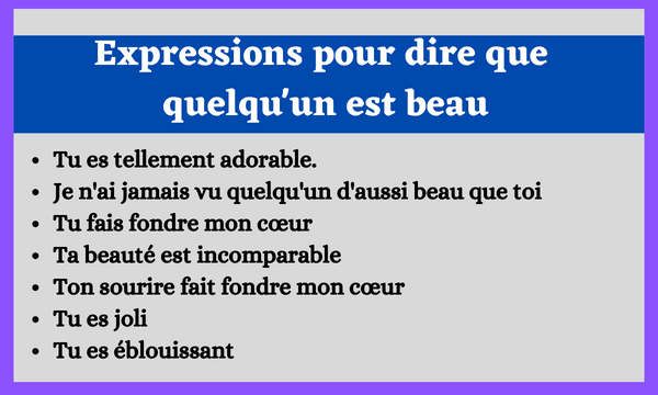 Expressions pour dire que quelqu'un est beau