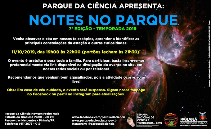 NESTA SEXTA (11/10/19) TEM NOVA EDIÇÃO DO NOITES NO PARQUE!