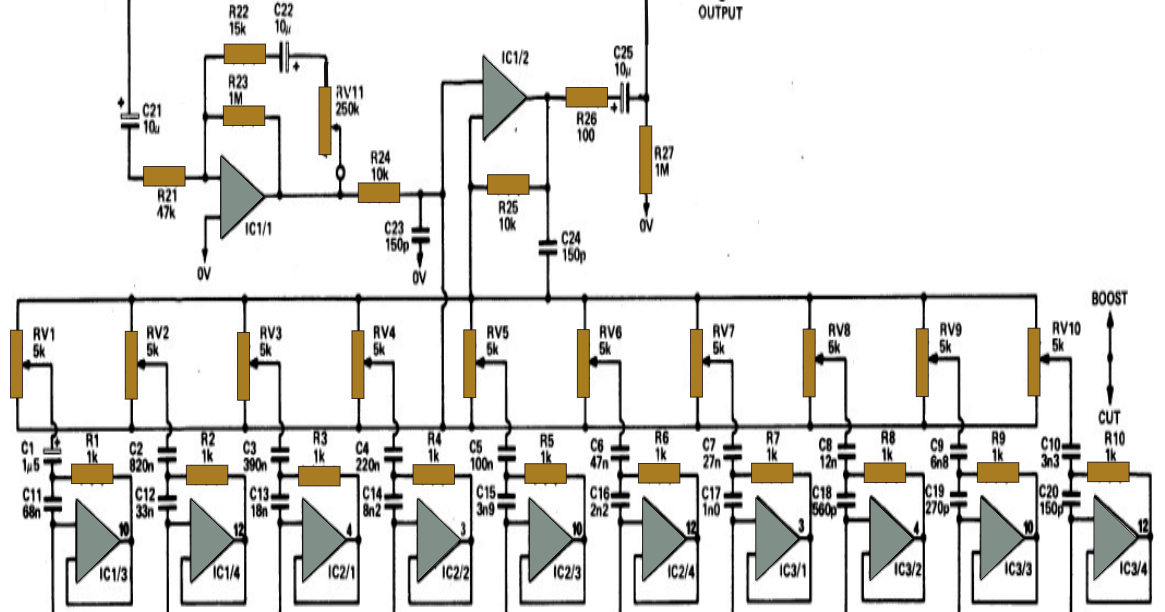 10 Band Equalizer Circuit Diagram - 10 Band Graphic Equalizer Circuit For Home Theater Applications Electronic Circuit Projects - 10 Band Equalizer Circuit Diagram