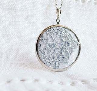 white lace textile necklace