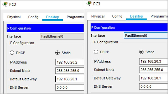 Konfigurasi IP Address dan Default Gateway Jaringan 2