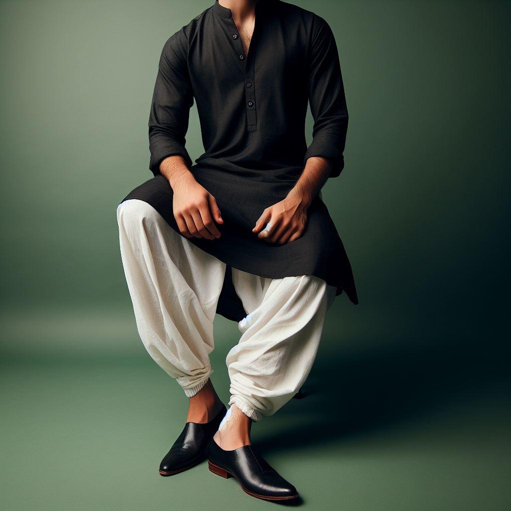 men Wear black juti with traditional Indian outfits like kurta pajama