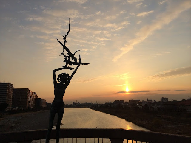 宝塚大橋からの夕日