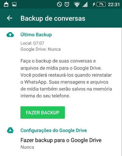 backup do WhatsApp