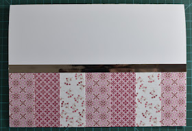 Glue a 1cm strip of silver paper to top edge of stripey paper