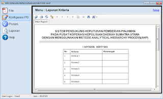 form laporan kriteria ahp