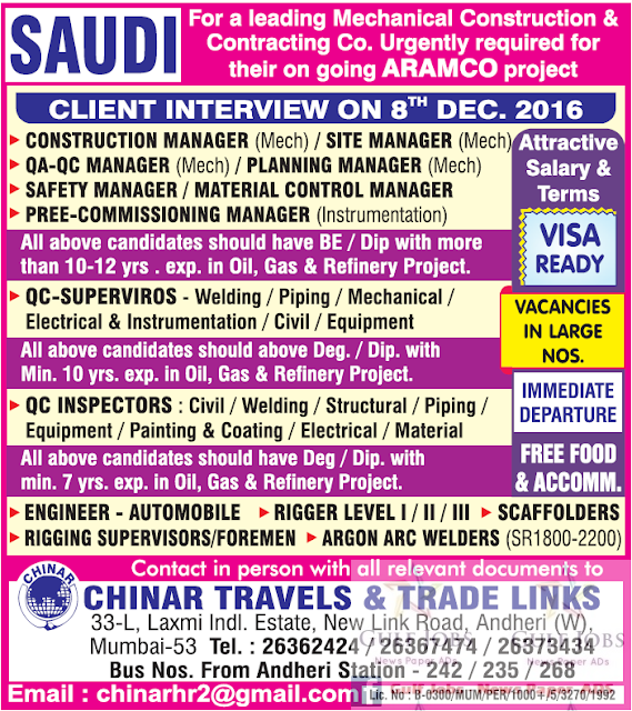 Aramco project jobs for KSA company
