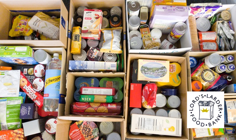 Boxes of food donated by Garador staff to Lord's Larder