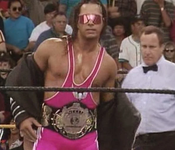 WWE / WWF WRESTLEMANIA 9: WWF Champion Bret 'The Hitman' Hart prepares for battle