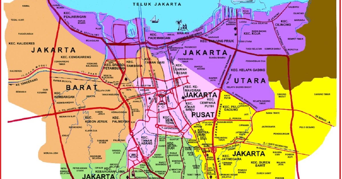 Peta Jakarta  HD Lengkap Pusat Barat Timur  Utara dan 