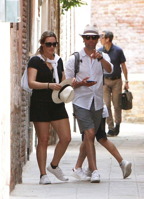 Kate Winslet and her husband Ned Rocknroll out in Venice