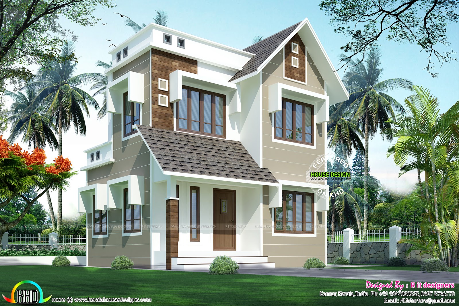 Double storied house  13 Lakhs Kerala home  design  and 