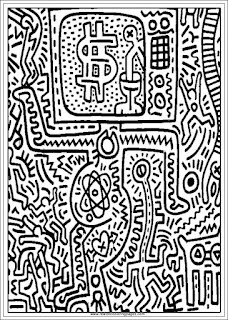 television set keith haring adults coloring pages printable