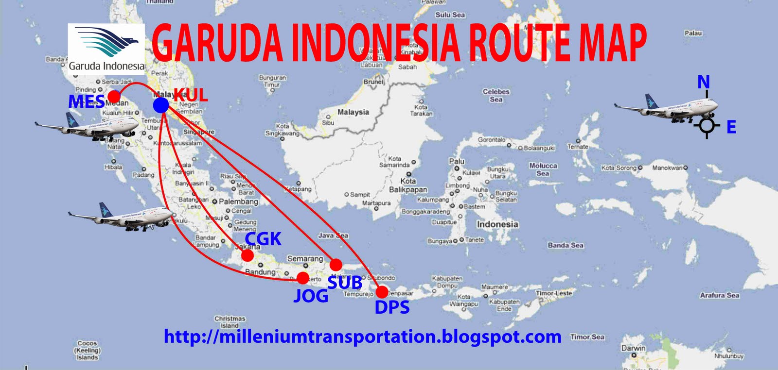 routes map: Garuda Indonesia Routes Map