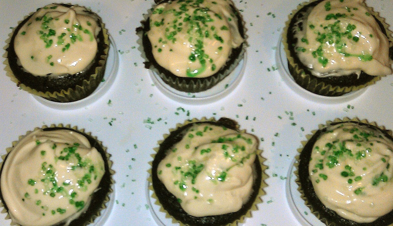 Chocolate Stout Cupcakes with Bailey's Cream Cheese Frosting