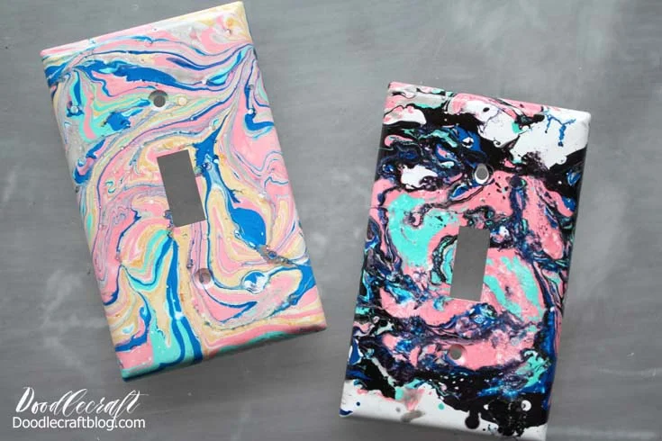 Marbled Light Switch Covers with Easy Marble DIY