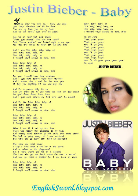 Easily Speaking And Learning English Baby Lyrics Justin Bieber