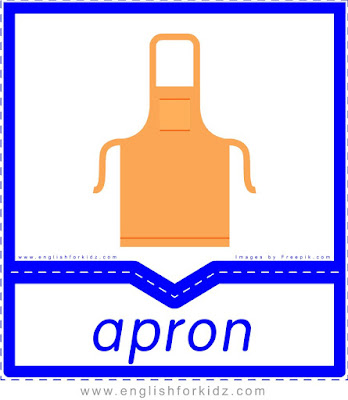 Apron - free printable clothing flashcards