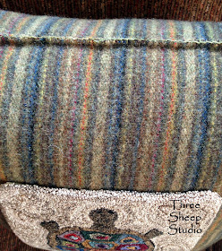 Close up of Blanket Stitch on wool pillow - ThreeSheepStudio.com