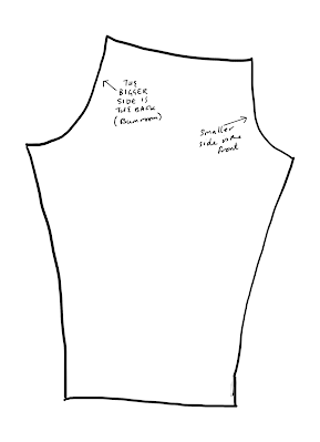 Sketch of a one-piece trouser pattern piece