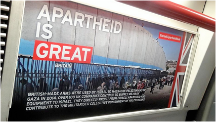 Vandalismo no Metrô de Londres condenando Israel