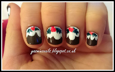 Christmas pudding nail art by yasminsnails 