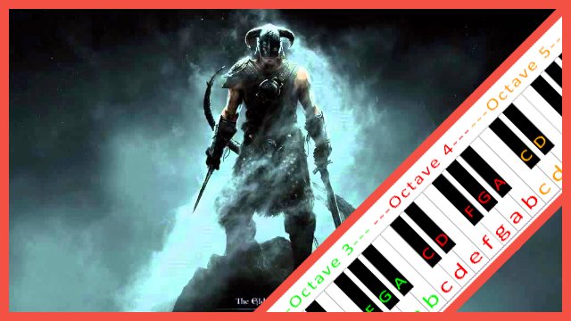 Dragonborn (Skyrim Theme) Piano / Keyboard Easy Letter Notes for Beginners