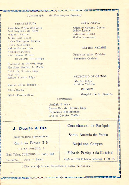 PROGRAMA DA FESTA DE NOSSA SENHORA DA CONCEIÇÃO - 1967 - PAG 28