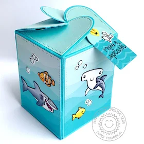 Sunny Studio Stamps: Wrap Around Gift Box with Make A Splash Tag (using Best Fishes Stamps)