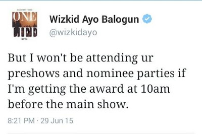 Wizkid joins African artists refusing to go to BET Awards!