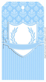 Light Blue Crown with Arabesques: Free Printable Quinceanera Party Candy Bar Labels.