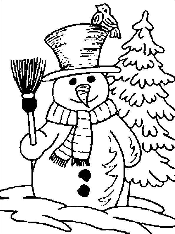 Printable Coloring Sheet Snowman Near Christmas 5