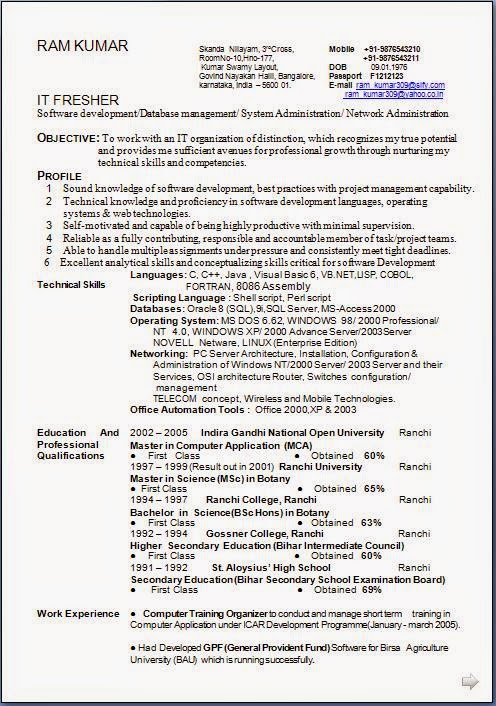 Download Resume Format