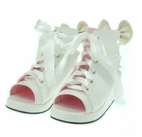 White Sweet Bow Lolita Platform Sandals