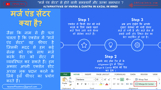 एक्सेल में मर्ज एंड सेंटर को कैसे प्रयोग करते हैं