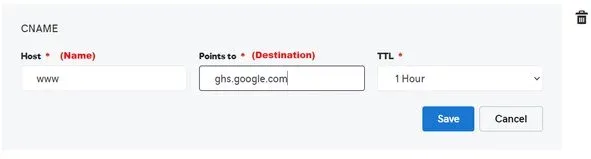 DNS record for connecting custom domain in Blogger DNS record for connecting custom domain in Blogger