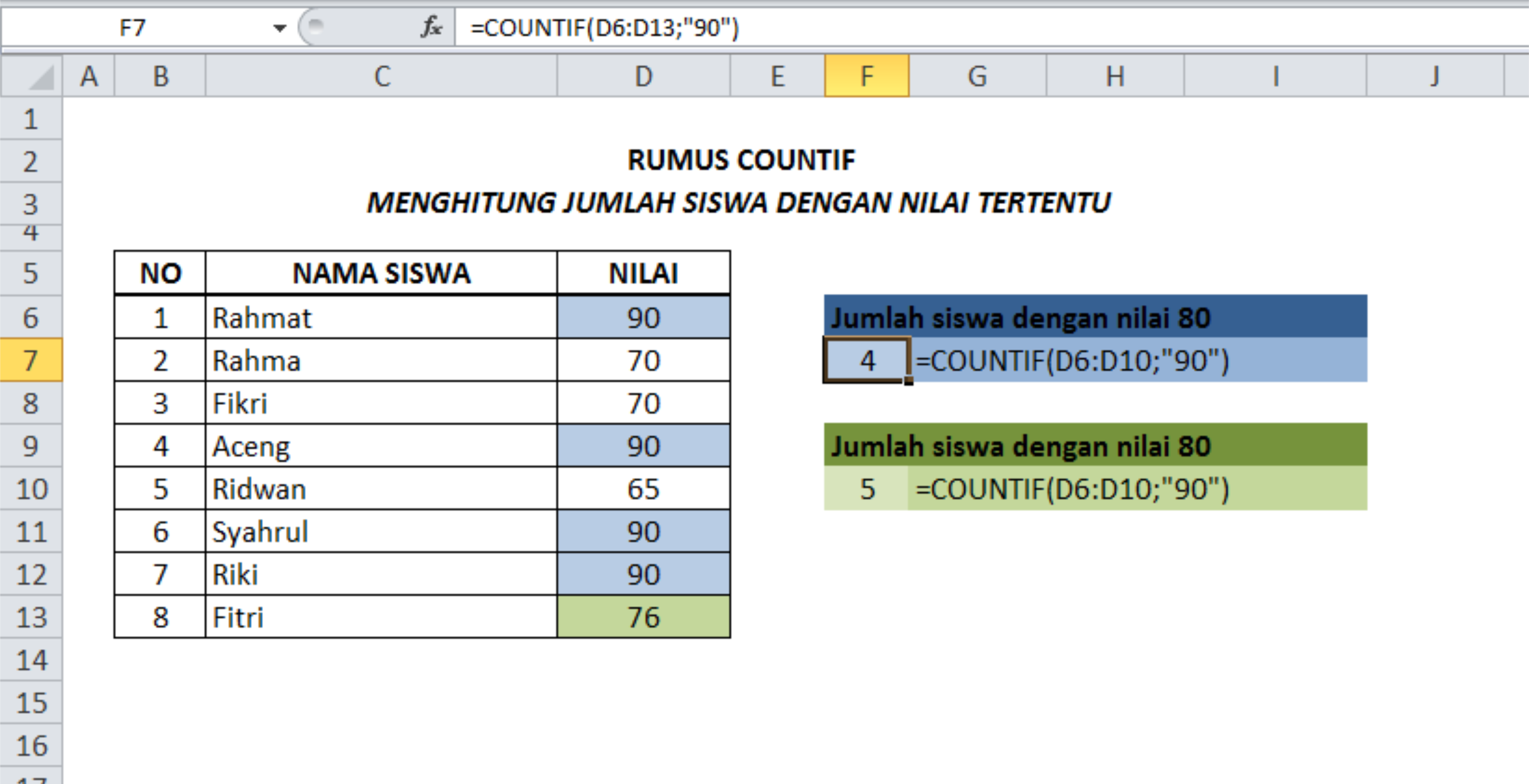 Rumus COUNTIF