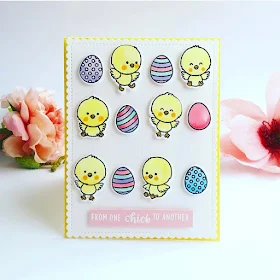 Sunny Studio Stamps: Chickie Baby & Frilly Frames Stripes Dies Easter card by Vicki Poulton