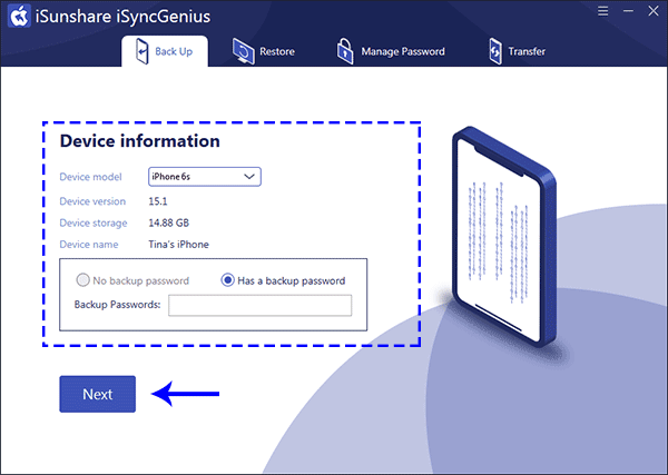 load iPhone in iSyncGenius