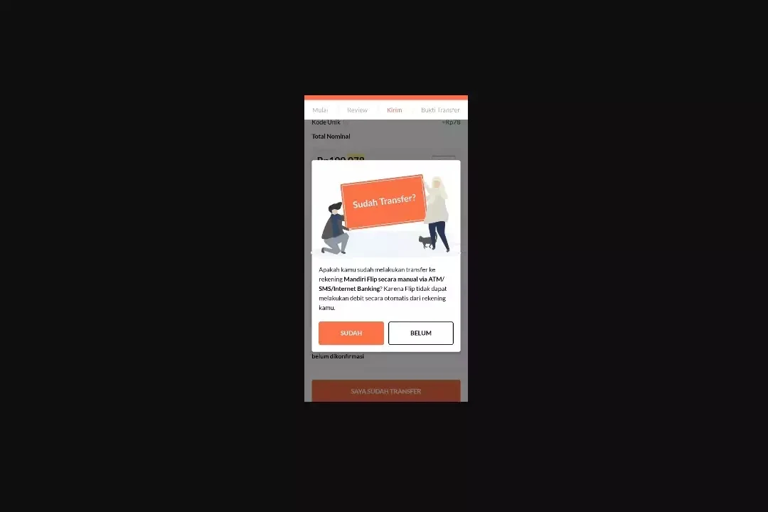 konfirmasi sudah transfer di bank flip