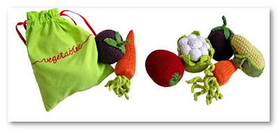 knitted vegetable rattles