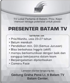 Lowongan Kerja Presenter Batam TV