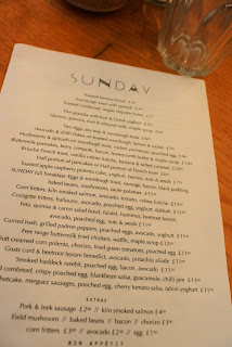 Sunday Barnsbury Menu 