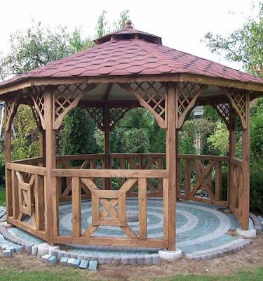 Desain Gazebo Bambu dan Kayu Minimalis 