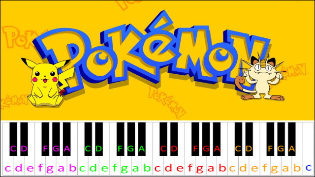 Pokemon Theme (Hard Version) Piano / Keyboard Easy Letter Notes for Beginners